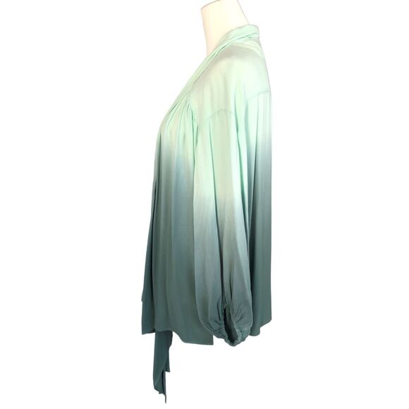 Young Fabulous & Broke boho green ombre puff sleeve wrap jacket top size Med NWT - Picture 5 of 9